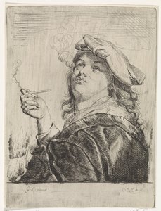 Elinde bir boru ile sigara içen by Carel de Moor (II)