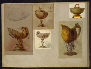 Tasarım seçimi, Carl Faberge Evi (kart üzerinde beyaz ve altın ile güçlendirilmiş kurşun kalem ve sulu boya)