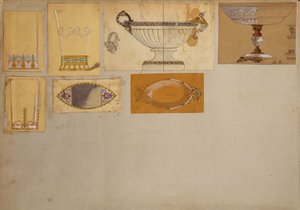 Tasarım seçimi, Carl Faberge Evi (kağıt üzerine kurşun kalem ve sulu boya)