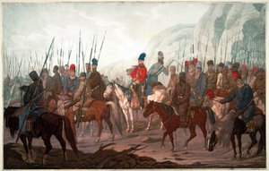 Bohemya üzerinden Ural Kazaklarının Yürüyüşü by Carl Adolph Heinrich Hess