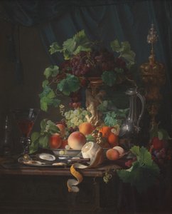 Şarap kadehleri, istiridye, limon ve diğer meyvelerle aranjman by Carl Balsgaard
