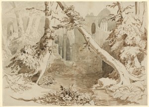 Ormanda Harap Bir Kilise by Carl Blechen