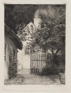 İki ev ve meyve ağacı by Carl Bloch