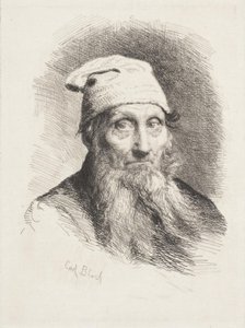 Şapkalı yaşlı bir adam. Baskın yapmak by Carl Bloch