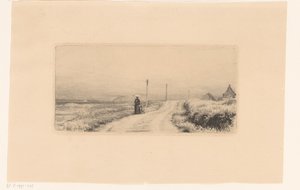 Yürüyen bayan ve çocuk ile köy yolu by Carl Bloch