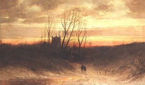 Akşamları ormanlık bir manzara by Carl Bondel