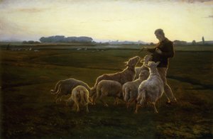 Ötesinde Kazlarla Bir Çoban ve Koyunu, 1896 by Carl Christian Ferdinand Wentorf