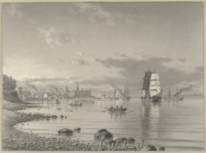 Uzakta Helsingor ve Kronborg Kalesi ile Oresund