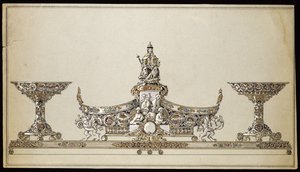 Gümüş oval şekilli sepet çizimi, Carl Faberge Evi