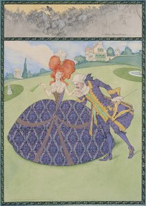 Elegant Paar im Garten ("Servir le roi - serve les dames") by Carl Fischer Köystrand