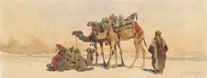 Çölde Üç Deve ile Dinlenme, 1859