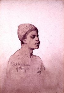 Dongola Said Mohamad (Sudan) 1873 (kalem ve kağıt üzerinde yıkama) by Carl Haag