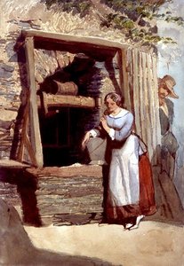 Bir Kuyunun Yanında Hayranı Bakarken Bir Hanımın İncelenmesi by Carl Haag