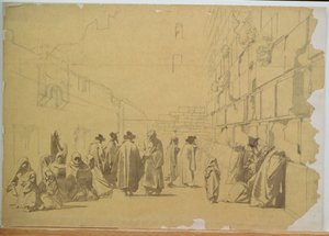 Ağlama Duvarı (kart üzerine serilmiş aydınger kağıdına kurşun kalem ve yıkama) by Carl Haag