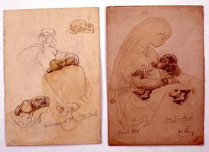 Bir anne ve çocuğun iki çalışması by Carl Haag