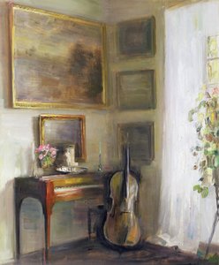 Interior with Cello and Spinet  by Carl Holsoe
