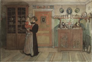 Noel ve Yeni Yıl Arasında, A Home serisinden, c.1895 (kağıt üzerinde wc) by Carl Larsson