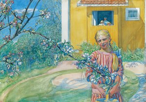 Elma Çiçeği Olan Kız, 1914 by Carl Larsson