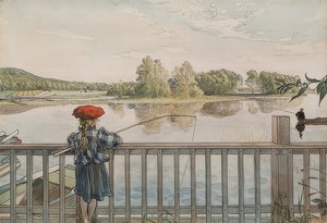 Lisbeth balıkçılığı. 1895 civarında by Carl Larsson