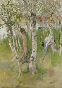 Birches Arasında Çıplak Çocuk, 1898 (kağıt üzerinde wc)