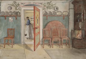 Eski Anna, A Home serisinden, c.1895 (kağıt üzerinde wc) by Carl Larsson