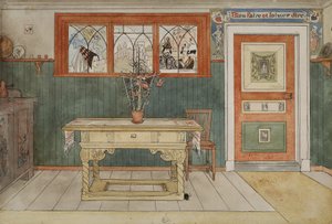 Yemek Odası, A Home serisinden, c.1895 (kağıt üzerinde wc) by Carl Larsson