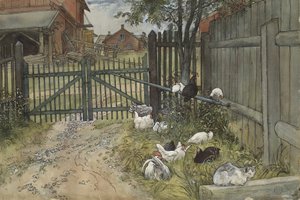 The Gate, A Home serisinden, c.1895 (kağıt üzerinde wc) by Carl Larsson