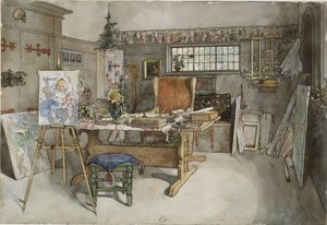 Stüdyo, A Home serisinden, c.1895 (kağıt üzerinde wc) by Carl Larsson