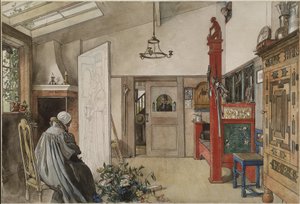 Stüdyo, A Home serisinden, c.1895 (kağıt üzerinde wc) by Carl Larsson