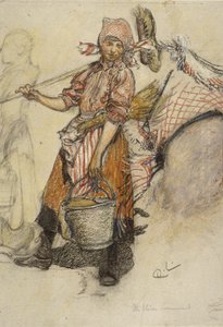 Çamaşırcı (kağıt üzerinde pastel) by Carl Larsson