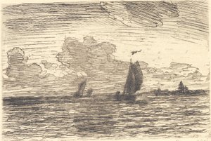 Yelken altında gemiler ile deniz by Carl Locher
