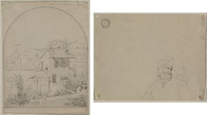 Roma'daki Penceremden Görünüm (recto) Manzaradaki Asker (verso) by Carl Ludwig Tischbein