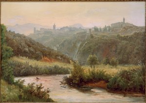 Tivoli ve şelale manzarası by Carl Morgenstern