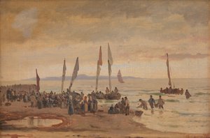 Geri dönen balıkçılar Hornbæk Strand