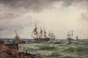 Bir duştan sonra karaya gemiler by Carl Neumann