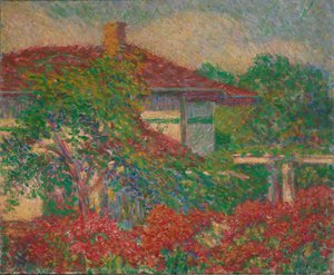 Red Roof Building ile Peyzaj, ca. 1880-1910.
