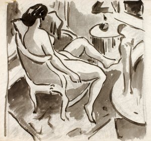 Oturan Çıplak Kadın, Yandan Görünüm by Carl Newman