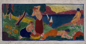 Mavi Bordürlü Manzarada Kadınlar, 1932