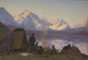 Bir fiyort tarafından bir Grönland yerleşimi. Yaz by Carl Rasmussen