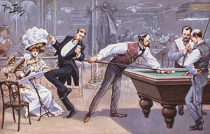 Bilardo salonundaki komik sahne (renkli taş)