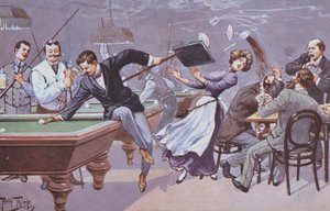Bilardo salonunda komik sahne