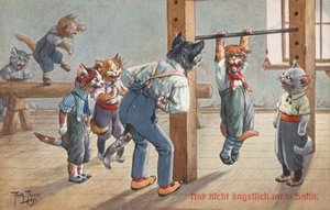 Esprili kedi kartpostalı (renkli litho) by Carl Robert Arthur Thiele