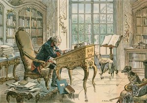 Frederick the Great (1712-1786) in his study  by Carl Rohling