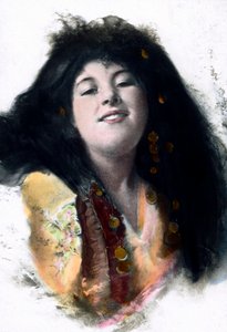 Avrupalı Arap ideali. Arap bir adamın ikinci eşi olan genç bir kadının portresi. Carl Simon Arşivi, görüntü tarihi 1910 civarı. by Carl Simon