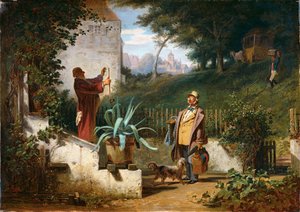 Çocukluk Arkadaşları, c.1855 (tuval üzerine yağlıboya) by Carl Spitzweg