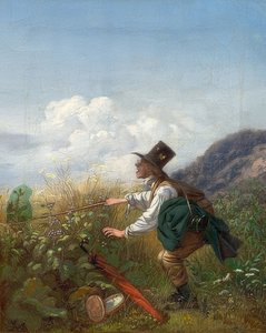 Kelebek avcısı (botanikçi). 1837 civarında by Carl Spitzweg