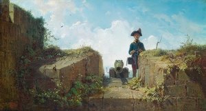 Örgü karakolu. 1860 civarında by Carl Spitzweg