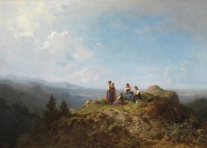 Alm üzerinde Dirndls by Carl Spitzweg