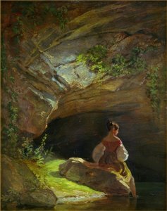 Kızlar mağaranın önünde by Carl Spitzweg