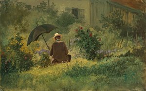 Bahçedeki ressam, 1860 dolayları (tuval üzerine yağlı boya) by Carl Spitzweg